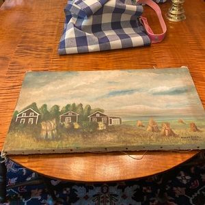 Oil on canvas farm painting